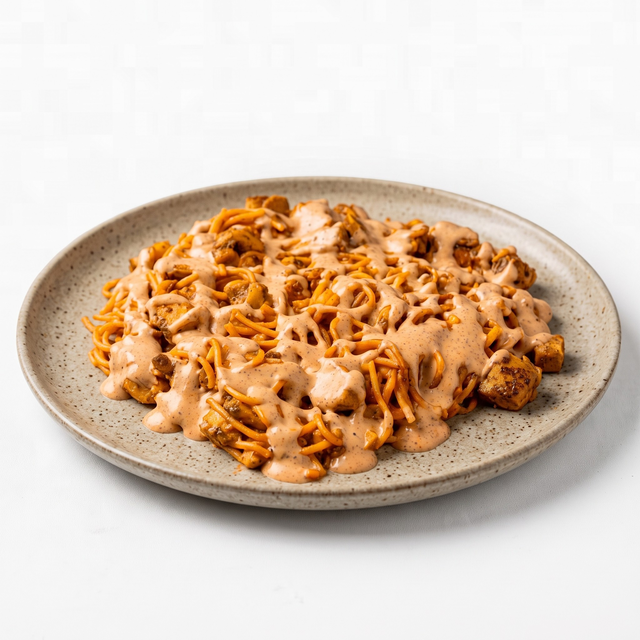 Haitian Jerk Chicken Spaghetti Silver Pan Upgrade.